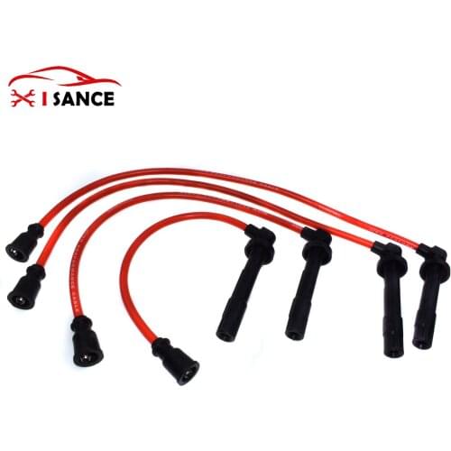Spark Plug Wires Set 10.2MM Silicone Red FOR 1995-1999 Mitsubishi Eclipse 4G61 4G63 4G64 2.0L 1997CC 122Cu. In. l4 GAS