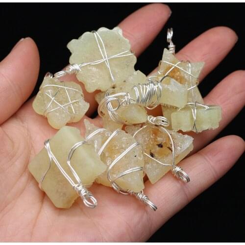 Charms Natural Crystals Pendant Silver Winding Agates Stone Pendant for Making Women DIY Jerwelry Necklace Accessories