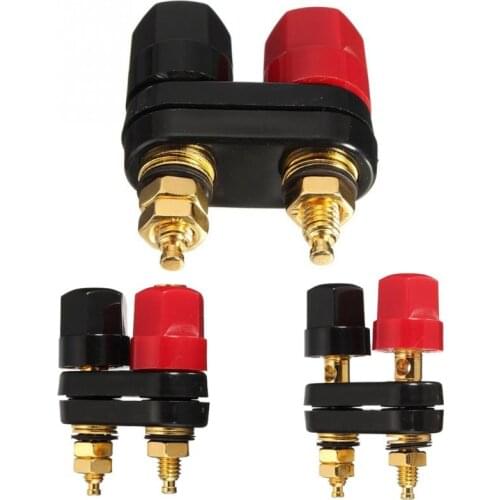 A07 2Pcs/Lot Connecter Banana Plug Gold Plate Red Black Connector Terminal Banana Plugs Binding Post in Wire Connectors 4MM