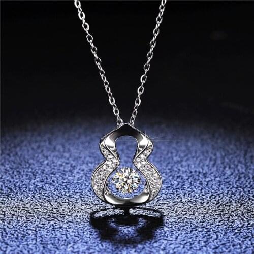 Silver Diamond Test Passed 0.5 Carat Excellent Cut D Color Moissanite Gourd Pendant Necklace for Party Women Wedding Jewelry