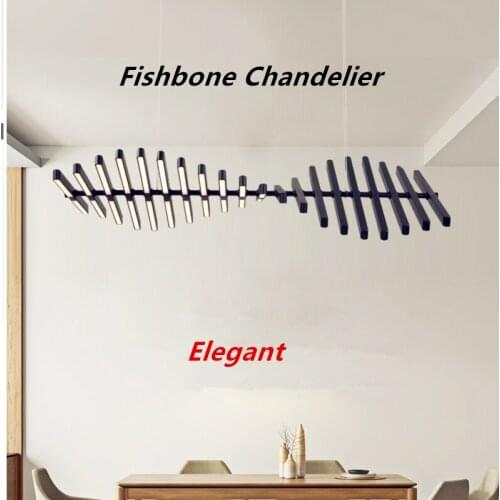 Modern Nordic LED Chandelier Novelty Art design Fishbone Chandeliers Elegant Hanging Light for Living Room Bar Cafe Meeting Room