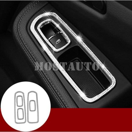 For Porsche Macan Rhinestone Style Car Door Window Lift Switch Cover 2014-2018 5pcs Car Accessories Interior Car Decor Car Trim