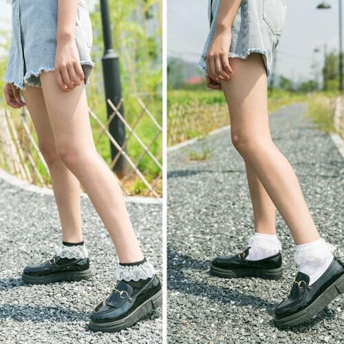 Dancing Socks Nice Gift 1Pair Crew Socks Breathable White Lace for Girl Women Japanese Style 2Colors Harajuku