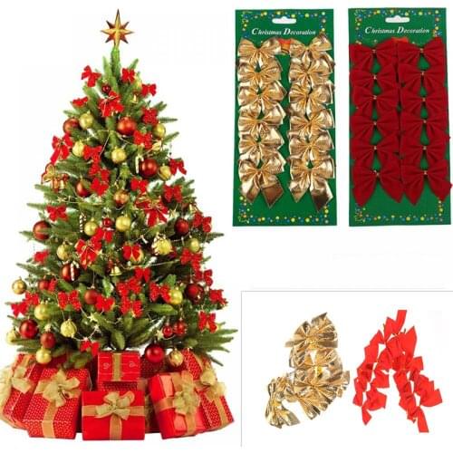 12 pcs/lot Pretty Bow Tie Christmas Tree Ornaments Christmas Pendant Tree Decoration Baubles 2019 New Year Decorations For Home
