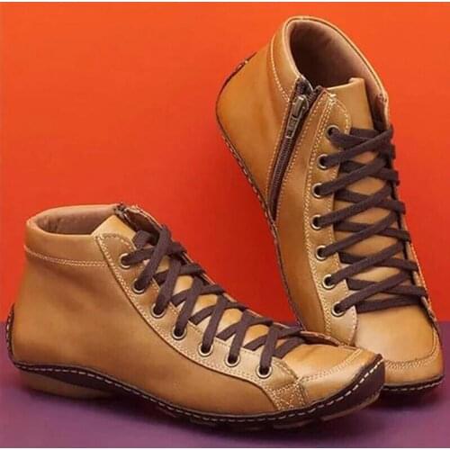 Boots 2021 Autumn Winter Retro Punk Women Boots Fashion Genuine Leather Ankle Boots Zapatos De Mujer Wram Botas Mujer