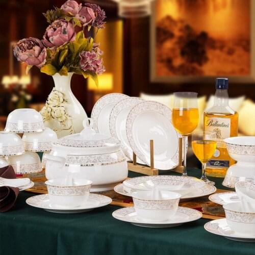 2021 Fashion Porcelain Tableware Set Dishes Pottery Dishes Housewarming Gifts Combinations Dinnerware Household Dinnerware Sets