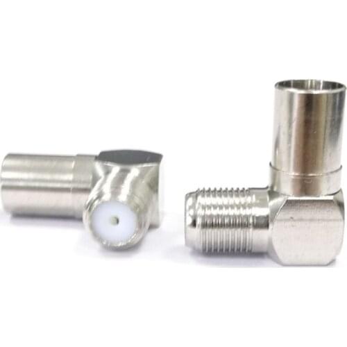 5pcs Copper Imperial F Female to 9.5 TV CATV Male Right Angle Adapter TV antenna connector