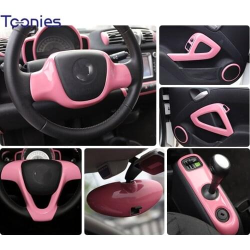 Car ABS Plastic Pink Decorative Cover Sticker For Mercedes Old Smart 451 Fortwo Car Styling Interior Modification Accessories