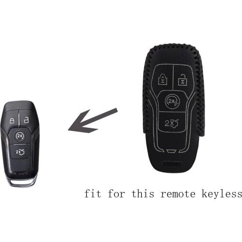 Genuine leather Keyless Remote Control Key Fob Cover Case Protector for Lincoln 4 Buttons White