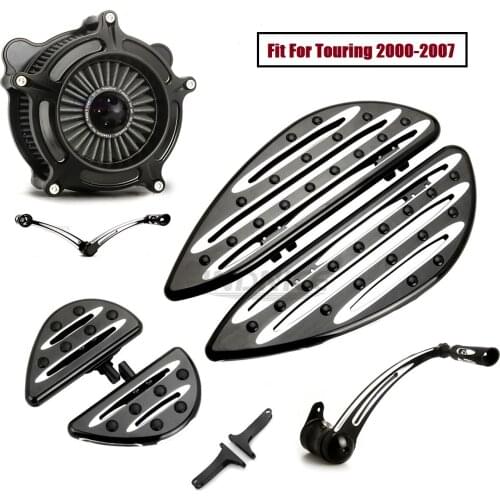 Black Deep cnc cut Floorboards Foot pegs Shifter Lever Brake Arm Air Cleaner kits Fit For harley 2003-2006 Electra Glide Standar