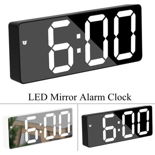 Digital LED Mirror Alarm Clock Sound Control Electronic Clocks Desktop USB/AAA Powered Home Table Decor