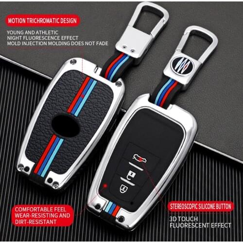 Zinc alloy Car Key Case Cover Shell Fob For Toyota Prius Camry Corolla C-HR CHR RAV4 Prado 2018 keychain Auto Accessories