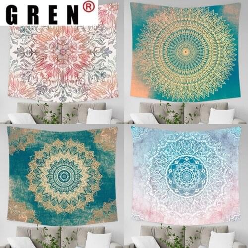 GREN Colorful Mandala Tapestry Wall Hanging Carpet Beach Towel Background Cloth Blanket Yoga Mats Art Bedroom Dorm Home Decor