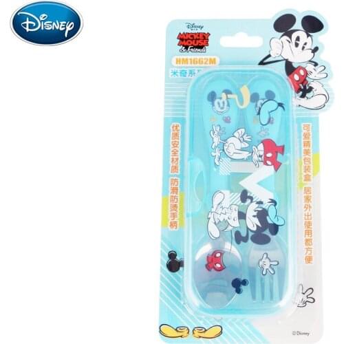 Disney Minnie Mickey Childrens Cutlery Set Child Exercise Home Training Chopsticks 2 Piece Cutlery Spoon Set