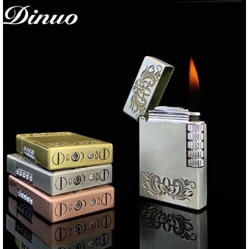 Loud Grinding Wheel Open Flame Lighter Inflatable Retro Personality Bronze Metal Cigarette Lighter Cigarette Accessories