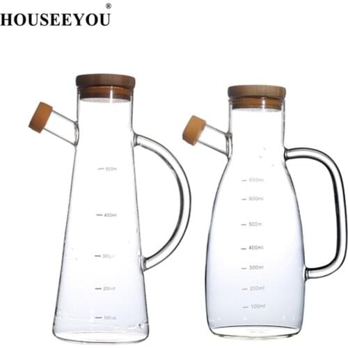 HOUSEEYOU Transparent Soy Sauce Vinegar Oil Pots High Borosilicate Glass Heat-Resistant Glass Seasoning Bottles Kitchen Supplies