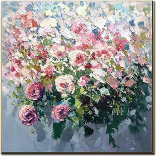 100% Handpainted Knife Flowers and Tree Draw Morden Oil Paintings on Canvas Wall Pictures For Live Room Home Decor No Framed