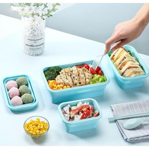 Food Storage Containers With Lids Silicone Collapsible BPA Free Lunch Fruit Salad Box Set reezer Microwavable