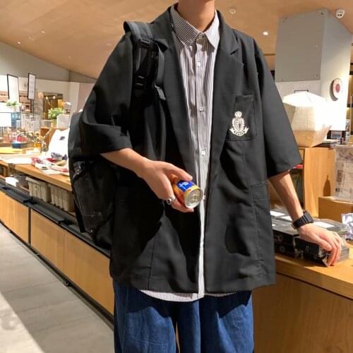 Hong Kong style dk uniform short-sleeved suit jacket summer Korean trend handsome five-point sleeve jk small suit