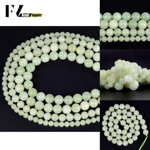 Wholesale 6 8 10mm Natural Green Xinshan Jades Spacer Round Stone Beads For Jewelry Making DIY Bracelets Necklace Needlework 15"