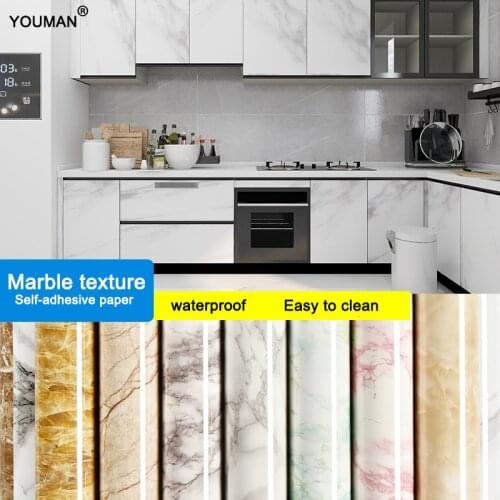Kitchen Sticker Countertop Self-adhesive Marble Sticker Waterproof and Oilproof Cabinet Table Furniture Decoration PVC Stickers