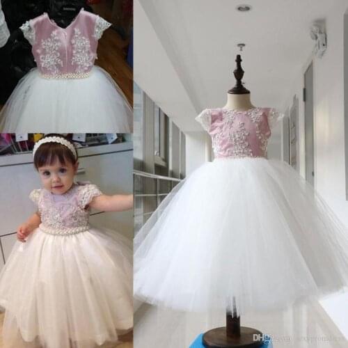 Lovely Pearls Beaded Ball Gown Baby Girl Party Dresses Kids First Communion Gown Formal Prom Dresses For Wedding 100% Real Phot0