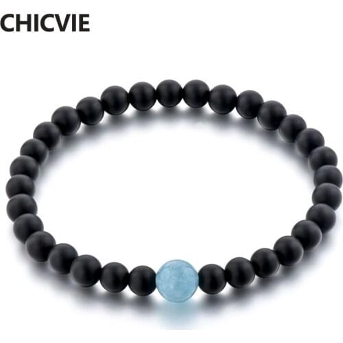 CHICVIE Light blue Men Natural Stone Charms Distance Bracelets & Bangles Bead For Women Jewelry Making custom Bracelet SBR180057