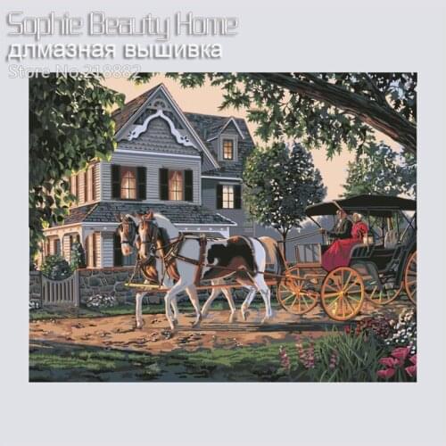 Hor Fashion New Full Resin Square 5D Pastd Diamond Painting Needlework Craft Diamond mosaic kits Embroidery Beaded Carriage