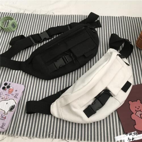 New mens and womens small canvas chest bag hip hop shoulder strap bag multifunctional banana bag belt mini chest bag