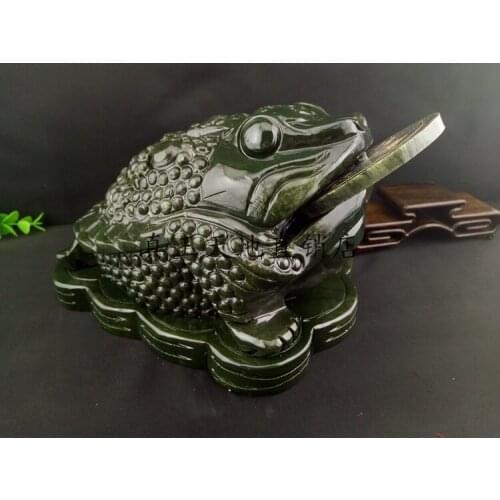 NATURAL STONE SOUTH JADE GOLDEN TOADS THREE FEET FENG SHUI LAYOUT TO ATTRACT MONEY TOWN HOUSE MASCOT GIFTS HOME