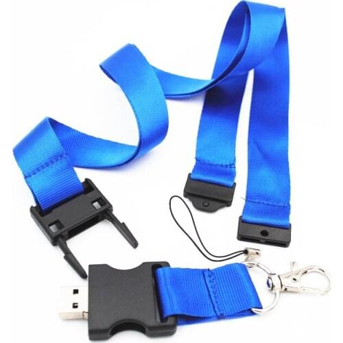 16GB pen drive lanyard flash drive Royal blue Navy blue black Smartphone lanyard neck strap easy clip with Lobster clip and usb