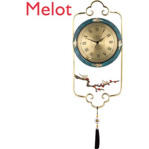 New Chinese Style Pure Copper Affordable Luxury Wall Clock Living Room Chinese Style Fashion Creative Mute Wall Clock Quartz
