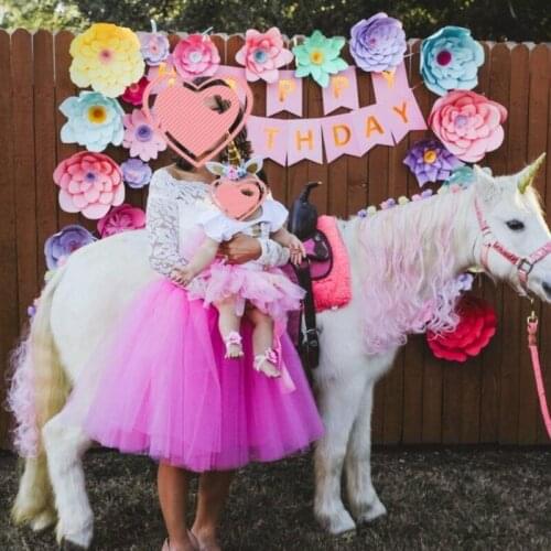 Buyer Shows Pink Tiered Tutu Skirt Knee Length Jupe mujer faldas Birthday Gowns Elastic Birthday Photo Shoot Skirt