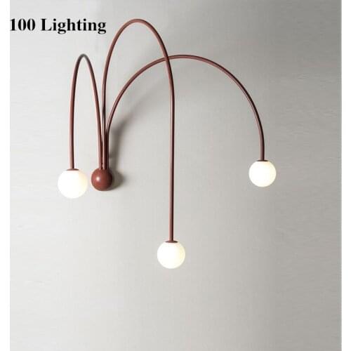 Post-modern LED Wall Light Red Gold Black Body Living room Bedside Wall Sconce Home Art Deco Nordic Loft Wall Lamp 90-260V