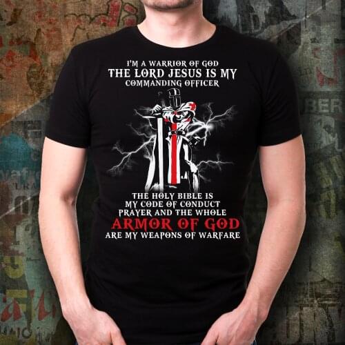 Christian Knight Templar T-Shirt Warrior of God Crusader Prayer Armor Tee Cotton Short Sleeve O-Neck Unisex T Shirt Gifts S-3XL