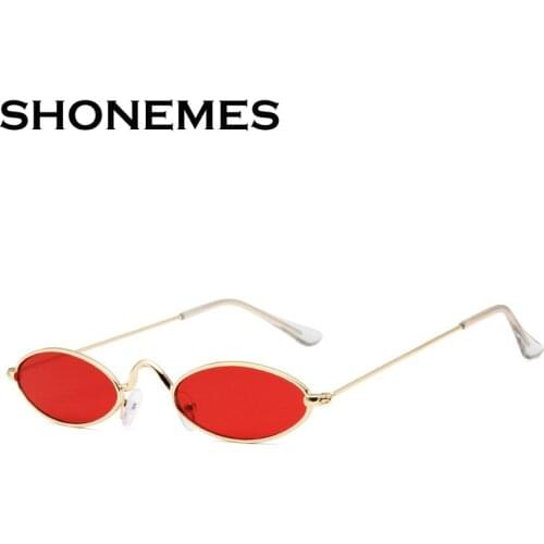 Vintage Tiny Skinny Sunglasses Men Women Small Oval Frame Gafas De Sol Classic Eyewear Red Yellow Sun Glasses