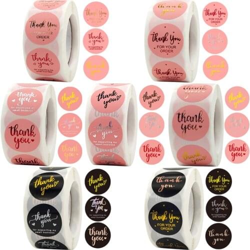 Thank You Stickers Rose Gold Pink Package sealing Labels Thank You For Your Order Stickers Stationery Supply Gift Labels 2021