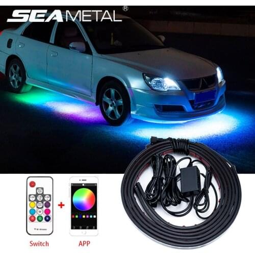 12V LED Car Chassis Flexible Strip Light Remote /APP Control RGB Underglow Decorative Lamp Underbody System Atmosphere Lights