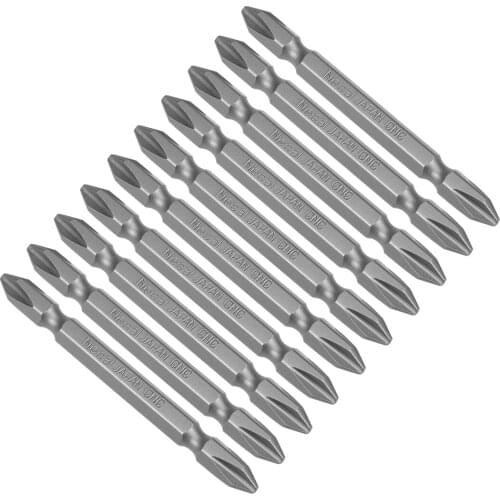 Uxcell 10pcs 75mm 1/4" Hex Shank PH2 Magnetic Phillips Double-Ended Screwdriver Bits S2