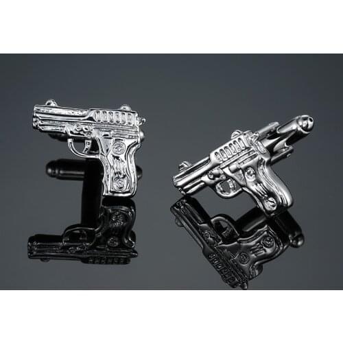 High quality French Cufflinks mans black gun Cuff for pistol police gift mens jewelry 007 classic design cuff links