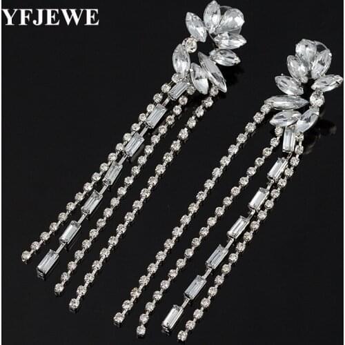 YFJEWE New Fashion accessories jewelry authentic popular decorative catkins shape sparkling crystal long earrings female #E313