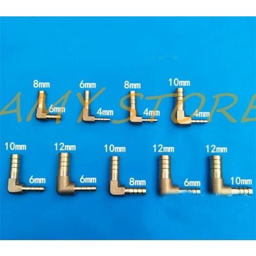 1Pc 4 6 8 10 12mm Hose Barbed x Hose Barbed Elbow L Type Brass Pipe Fitting Reducer Coupler Connector Adapter Air Fuel Gas Water