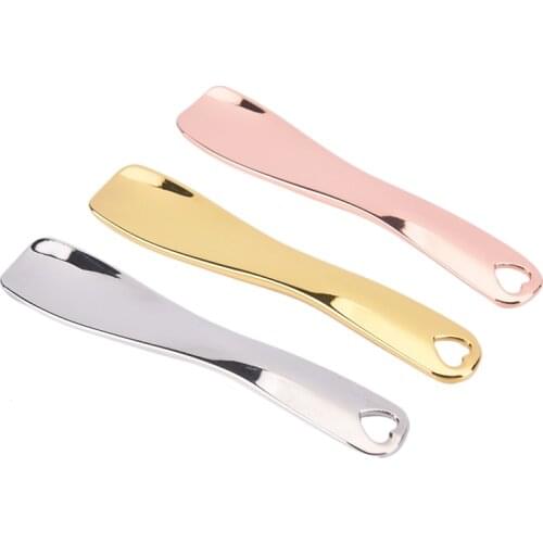 1pcs Gold Silver Makeup Mask Cream Spoon Metal Zinc Mini Cosmetic Spatula Curved Scoop Eye Cream Stick Face Body Makeup Tools
