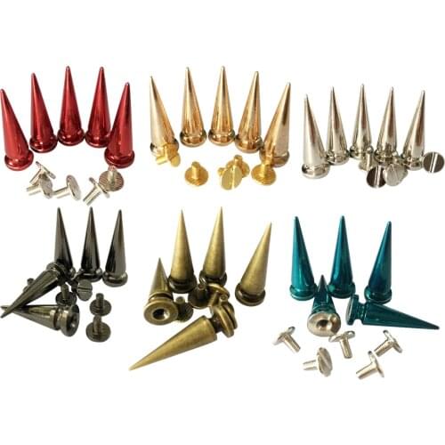 10pcs 10x29mm Copper Studs Rivets Cone For DIY Leather Crafts