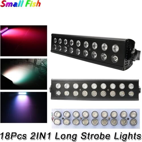 18 2IN1 Long Projector Strobe Light 9 RGB 3IN1 Colored Light Beads 9 3W UV Light Beads High Quality DJ Disco Stage Equipment