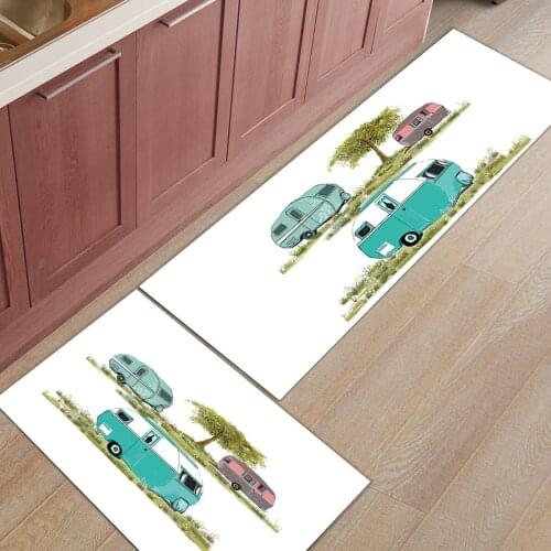 2pcs/set Camper Vintage Travel Trailers Doormat Entrance Front Door Rug Bathroom Kitchen Living Room Carpet Car House Floor Mats