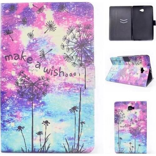 2017 Colorful Painting Fashion Tablet Case Folding Flip PU Cover For Samsung Galaxy Tab A 10.1 T580 T585 T580N T585N Skin Case
