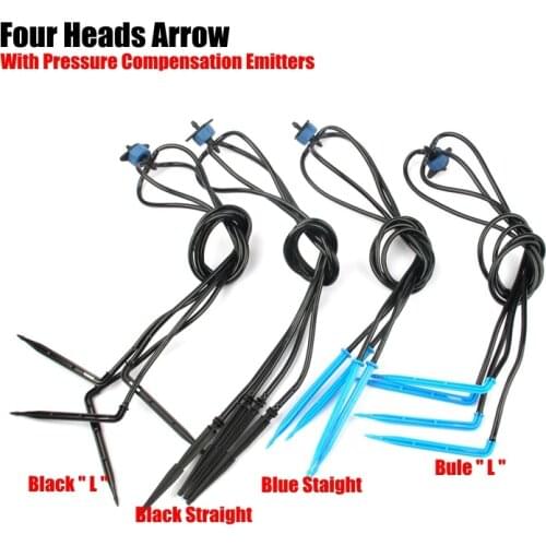 25pcs 4 Heads Drip Irrigation Emitters Kits Micro Irrigation System Drip Arrow Dripper Watering Kits With Compensation Emitters
