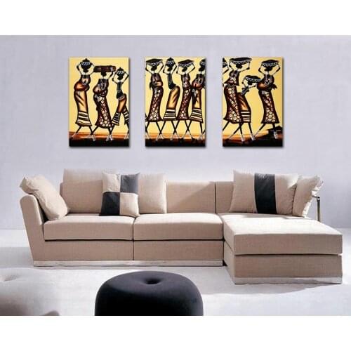 3 pieces abstract African figure print painting On Canvas Decorative Modern Paintings For Living Room wall art No Framed