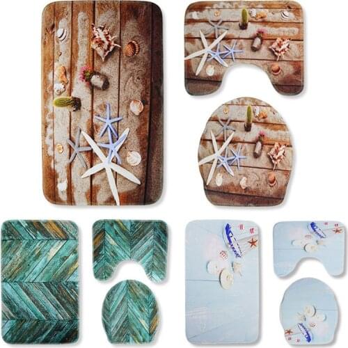 3 Piece / Set Home Non-slip Mat Floor Rug Bathroom Mats Set Bath Toilet Seat Cover Pedestal Rugs Toilet Mats Kitchen Door Carpet